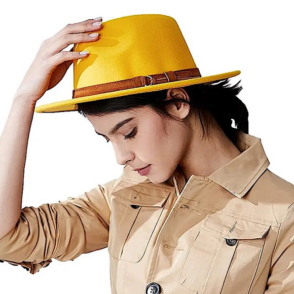 Fedora Khaki Hat Unisex Classy Chic Men Women Buckle Strap - Picture 3 of 10